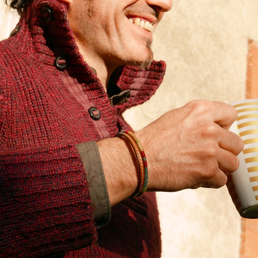 Men’s Leather & Wool Double Wrap Bracelet · Artisan Jewelry · MAGELLAN Canopy