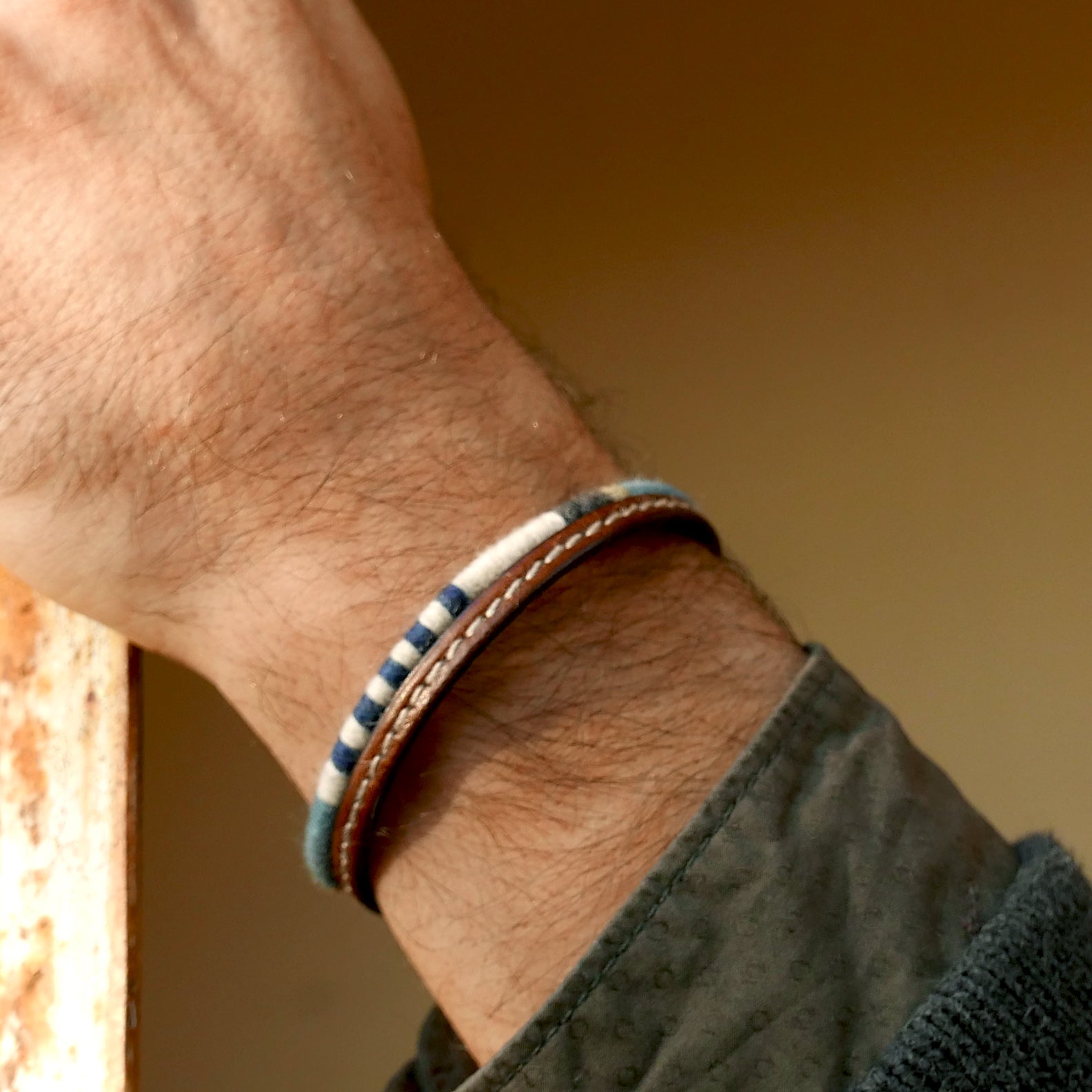 Men’s Leather & Wool Double Wrap Bracelet · Artisan Jewelry · MAGELLAN Marine