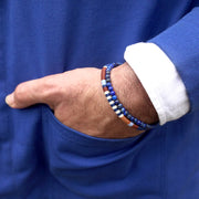 Men’s Double Wrap Beaded Bracelet · Lapis Lazuli & Woven Cord · HORACE Sky & Earth