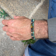 Men’s Double Wrap Beaded Bracelet · Turquoise & Woven Cord · HORACE Lichen