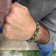 Men’s Double Wrap Beaded Bracelet · Turquoise & Woven Cord · HORACE Lichen