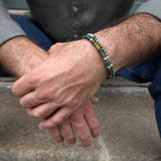 Men’s Double Wrap Beaded Bracelet · Turquoise & Woven Cord · HORACE Lichen