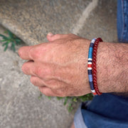 Bracelet Perles Homme Double Rang Cornaline & Cordon Tissé · HORACE Sunset