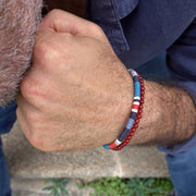 Bracelet Perles Homme Double Rang Cornaline & Cordon Tissé · HORACE Sunset