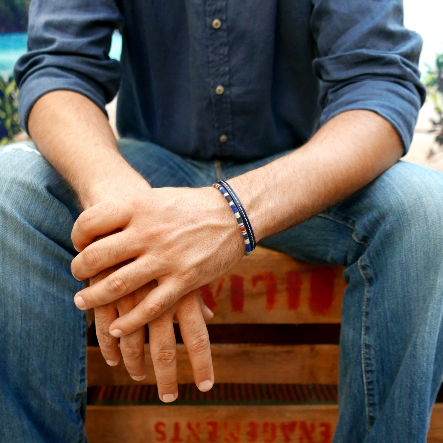 Men’s Leather & Wool Double Wrap Bracelet · Artisan Jewelry · MAGELLAN Atlantic
