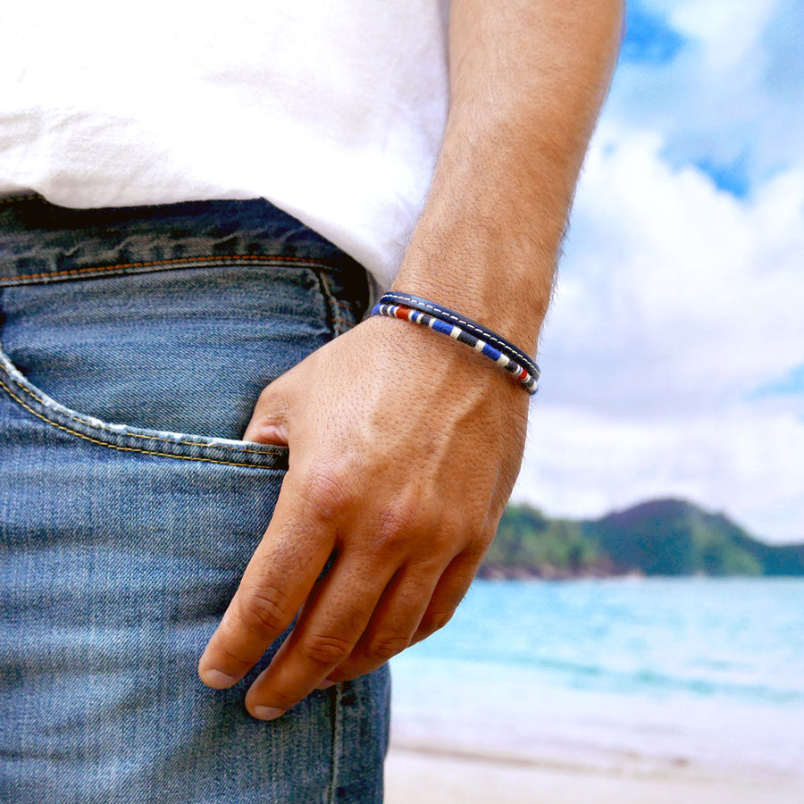 Men’s Leather & Wool Double Wrap Bracelet · Artisan Jewelry · MAGELLAN Atlantic