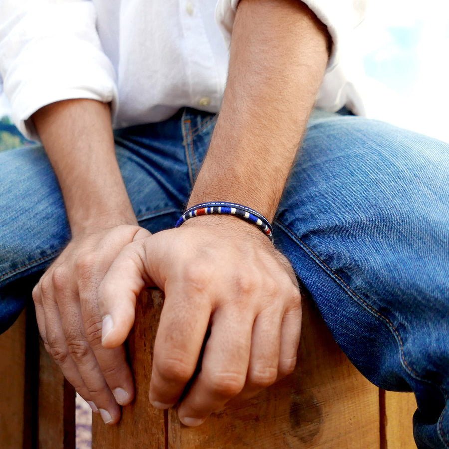 Men’s Leather & Wool Double Wrap Bracelet · Artisan Jewelry · MAGELLAN Atlantic