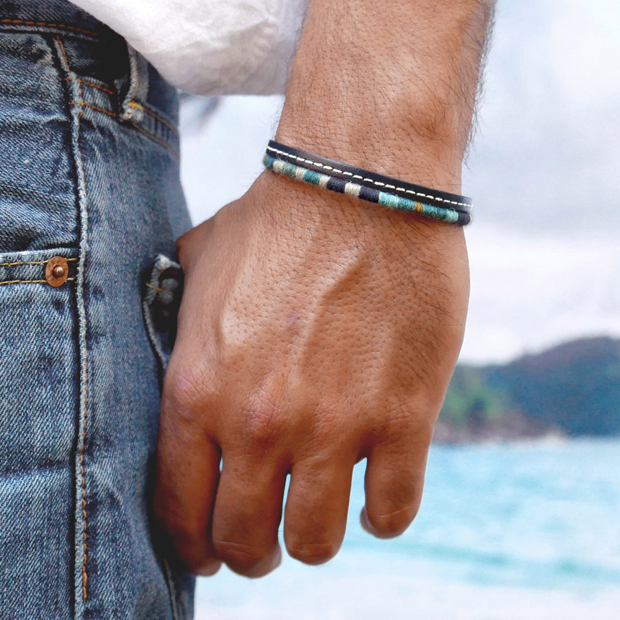 Men’s Leather & Wool Double Wrap Bracelet · Artisan Jewelry · MAGELLAN Pacific