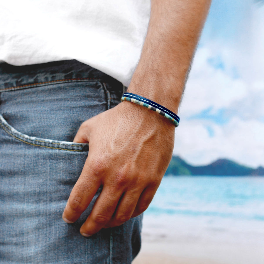 Men’s Leather & Wool Double Wrap Bracelet · Artisan Jewelry · MAGELLAN Pacific