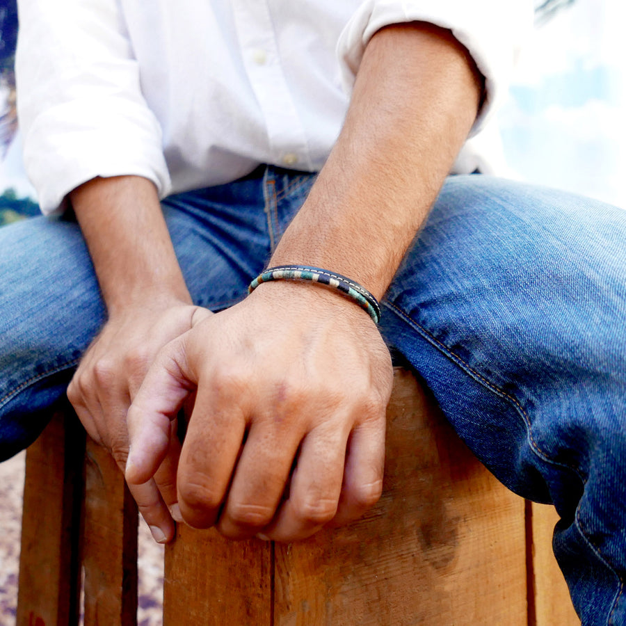Men’s Leather & Wool Double Wrap Bracelet · Artisan Jewelry · MAGELLAN Pacific