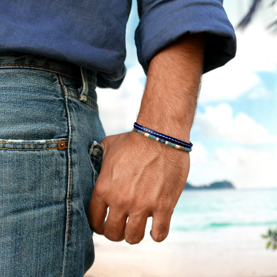 Men’s Leather & Wool Double Wrap Bracelet · Artisan Jewelry · MAGELLAN Mediterranean