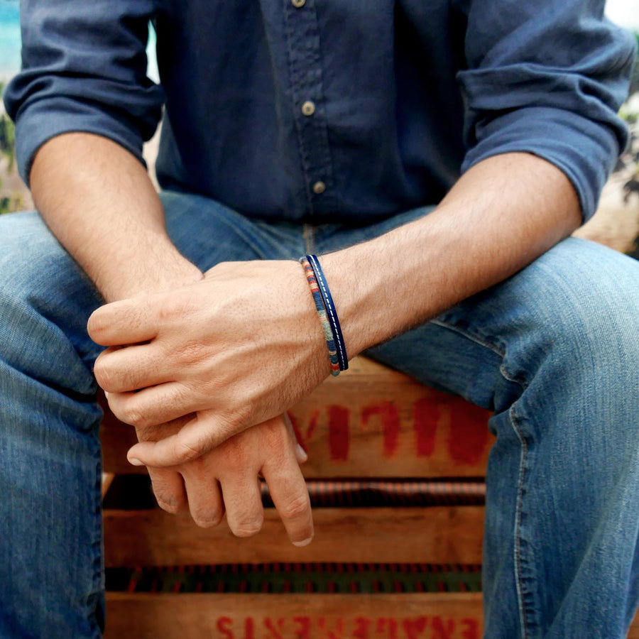 Men’s Leather & Wool Double Wrap Bracelet · Artisan Jewelry · MAGELLAN Mersa