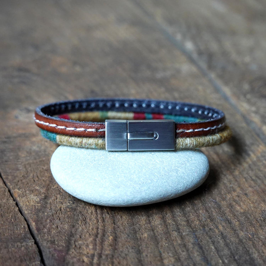 Men’s Leather & Wool Double Wrap Bracelet · Artisan Jewelry · MAGELLAN Canopy