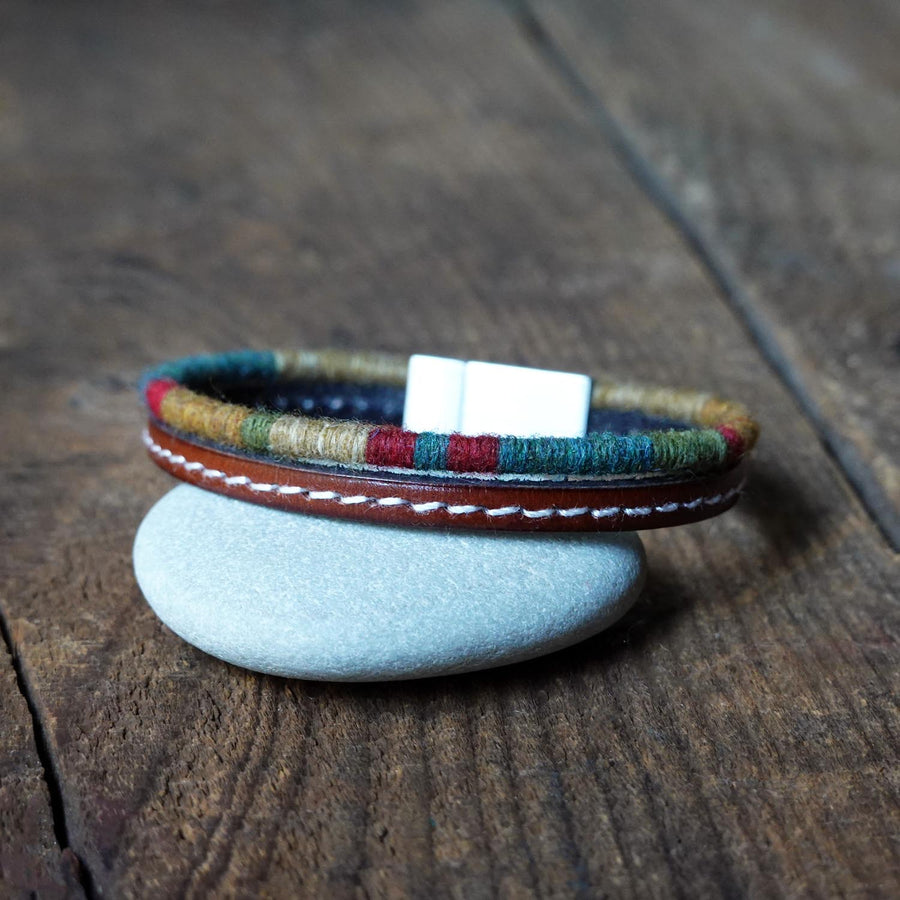 Men’s Leather & Wool Double Wrap Bracelet · Artisan Jewelry · MAGELLAN Canopy