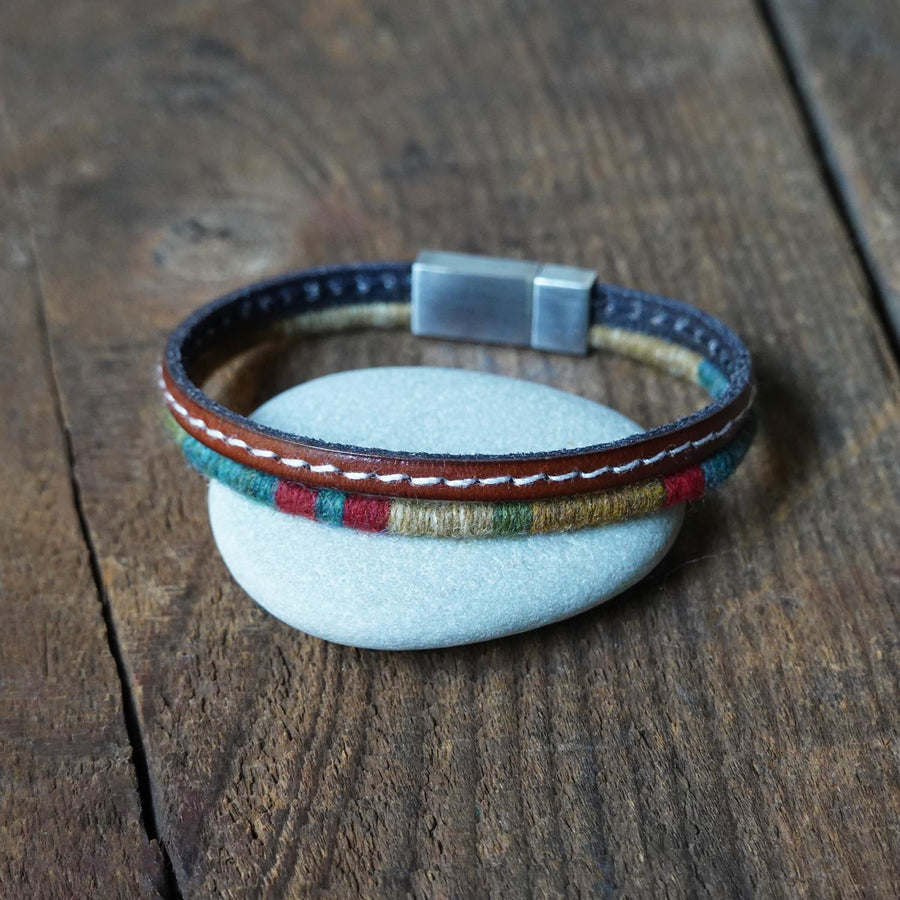 Men’s Leather & Wool Double Wrap Bracelet · Artisan Jewelry · MAGELLAN Canopy