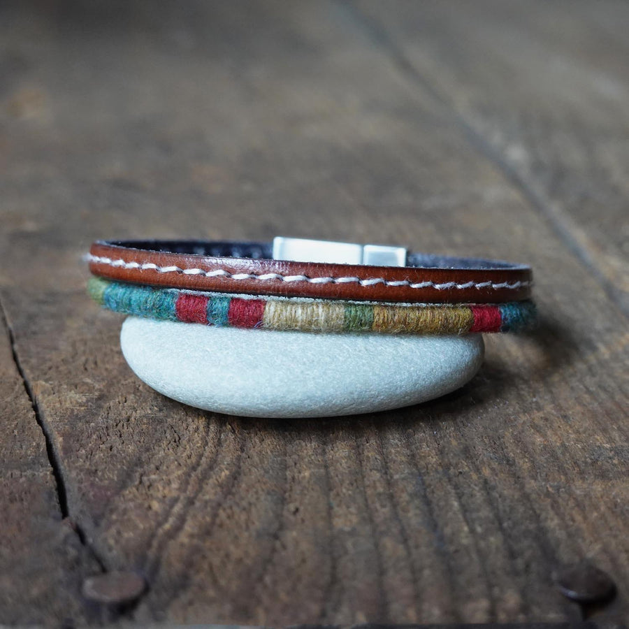 Men’s Leather & Wool Double Wrap Bracelet · Artisan Jewelry · MAGELLAN Canopy