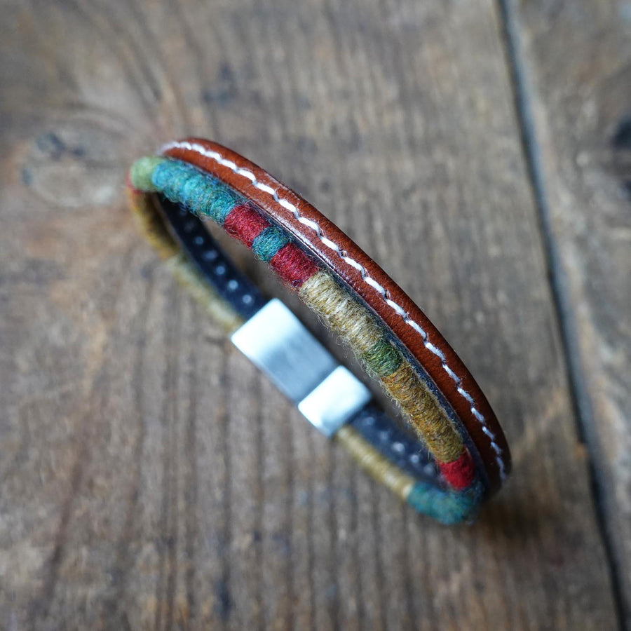 Men’s Leather & Wool Double Wrap Bracelet · Artisan Jewelry · MAGELLAN Canopy