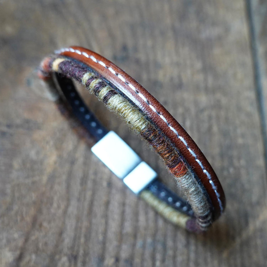 Men’s Leather & Wool Double Wrap Bracelet · Artisan Jewelry · MAGELLAN Canyon