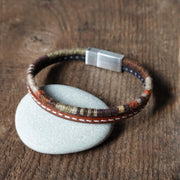 Men’s Leather & Wool Double Wrap Bracelet · Artisan Jewelry · MAGELLAN Canyon