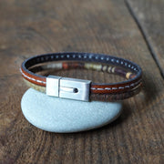 Men’s Leather & Wool Double Wrap Bracelet · Artisan Jewelry · MAGELLAN Canyon
