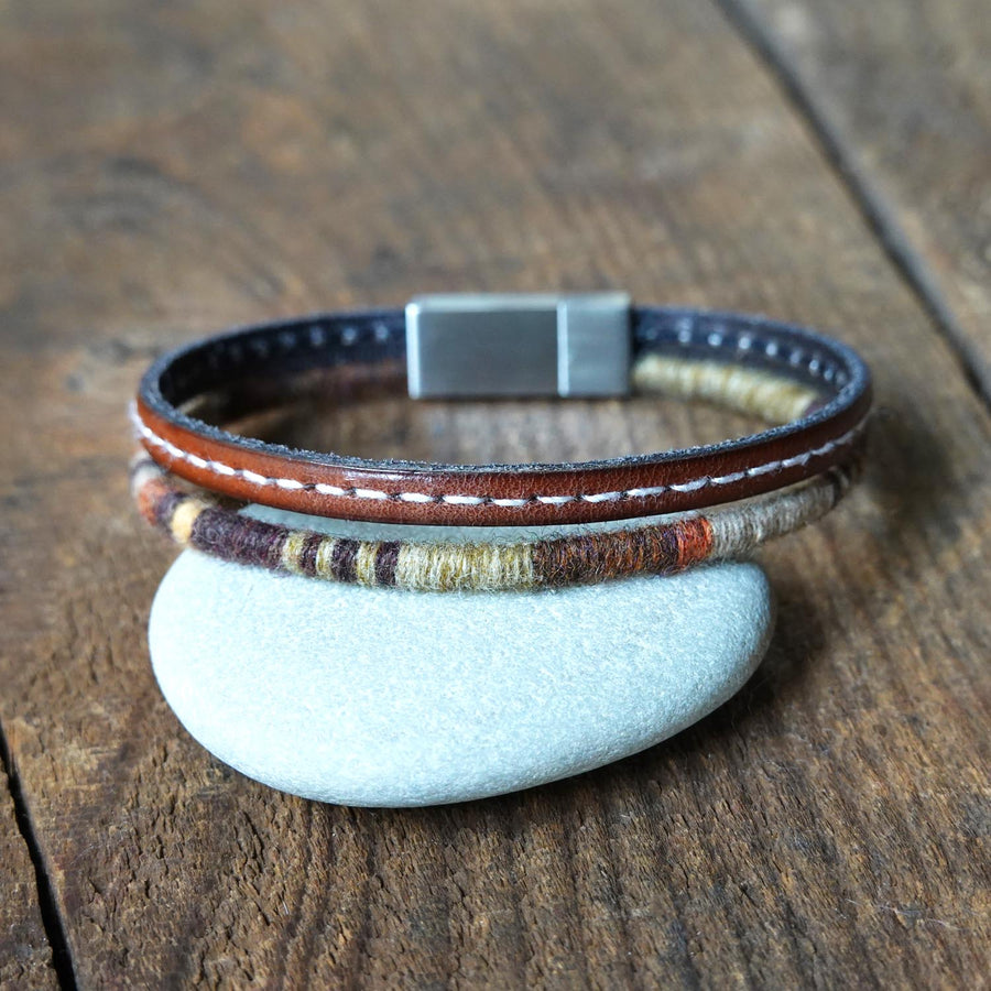 Men’s Leather & Wool Double Wrap Bracelet · Artisan Jewelry · MAGELLAN Canyon