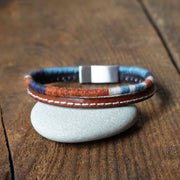 Men’s Leather & Wool Double Wrap Bracelet · Artisan Jewelry · MAGELLAN Cargo