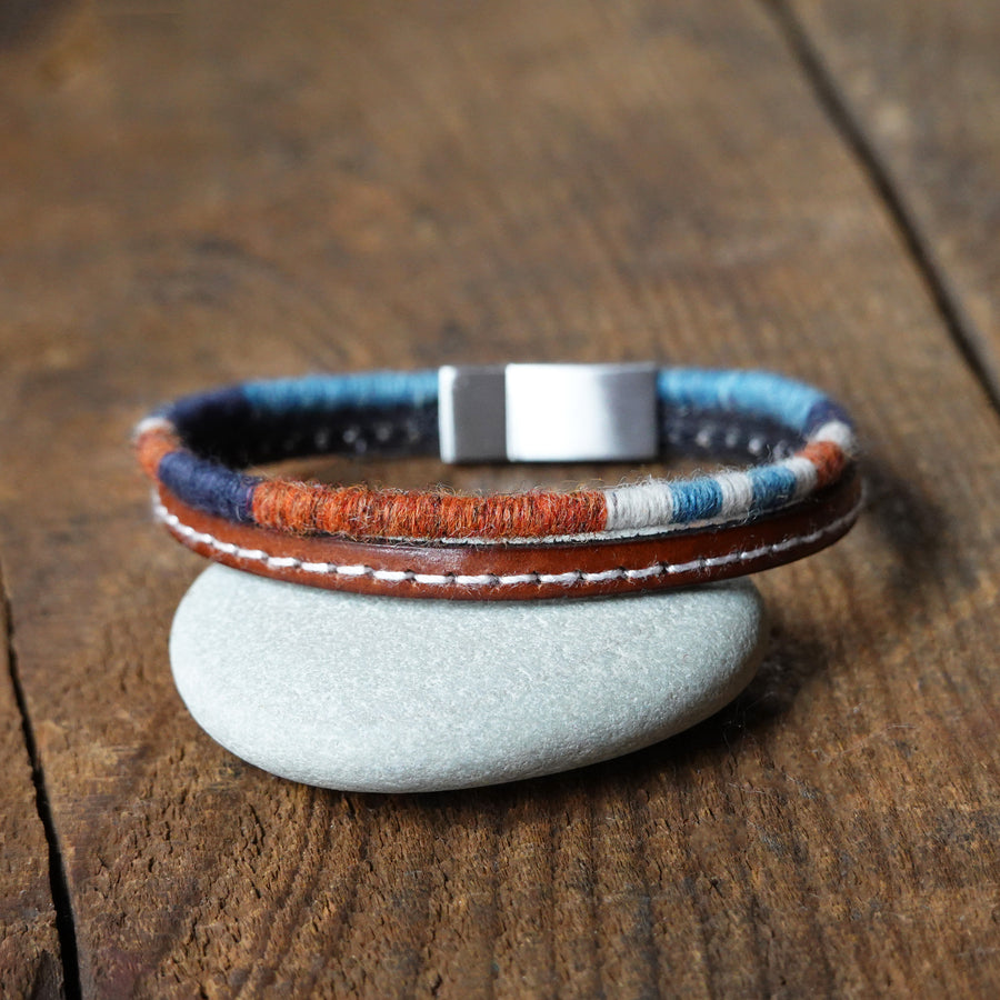 Men’s Leather & Wool Double Wrap Bracelet · Artisan Jewelry · MAGELLAN Cargo