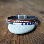 Men’s Leather & Wool Double Wrap Bracelet · Artisan Jewelry · MAGELLAN Marine