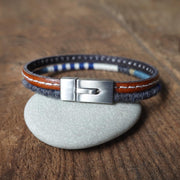 Men’s Leather & Wool Double Wrap Bracelet · Artisan Jewelry · MAGELLAN Marine
