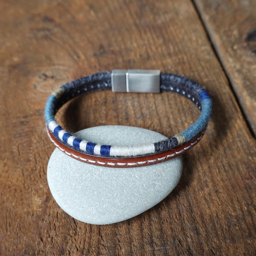 Men’s Leather & Wool Double Wrap Bracelet · Artisan Jewelry · MAGELLAN Marine