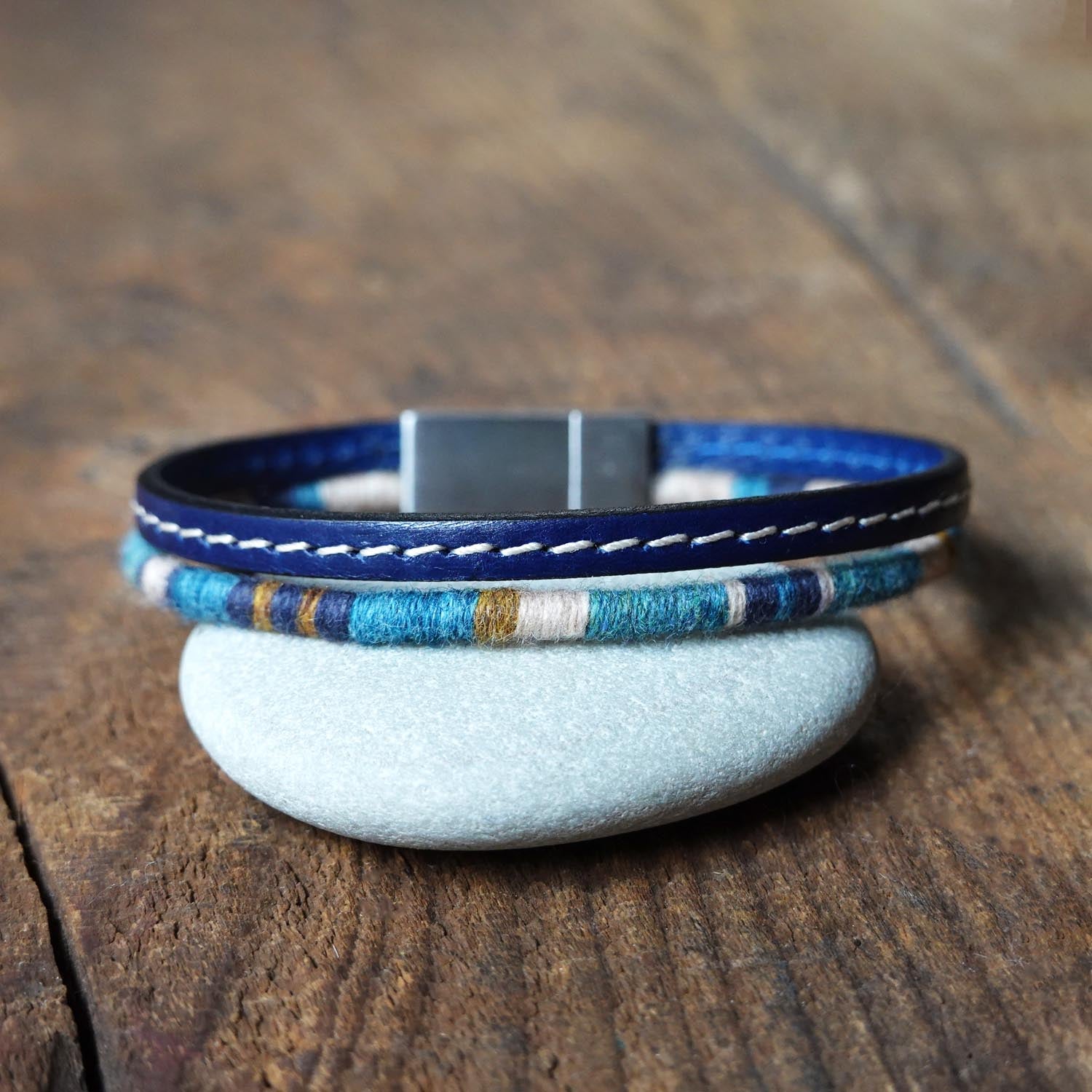Men’s Leather & Wool Double Wrap Bracelet · Artisan Jewelry · MAGELLAN Mediterranean