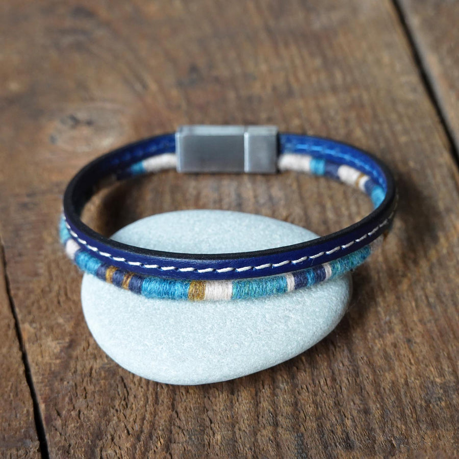 Men’s Leather & Wool Double Wrap Bracelet · Artisan Jewelry · MAGELLAN Mediterranean