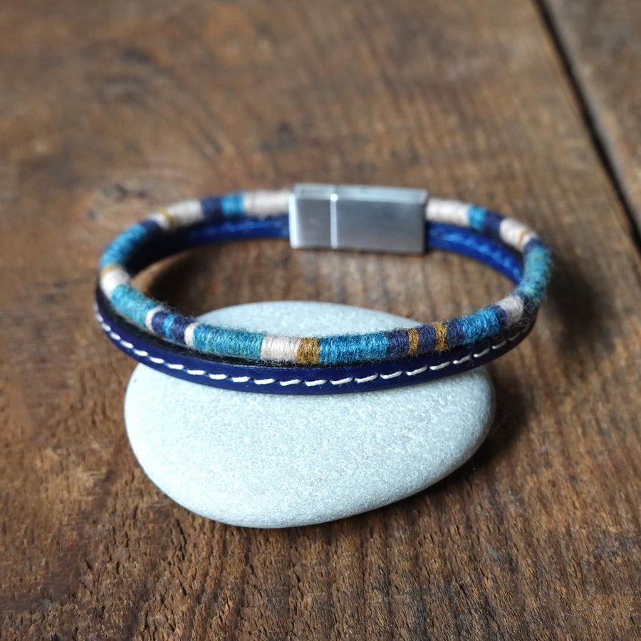 Men’s Leather & Wool Double Wrap Bracelet · Artisan Jewelry · MAGELLAN Mediterranean