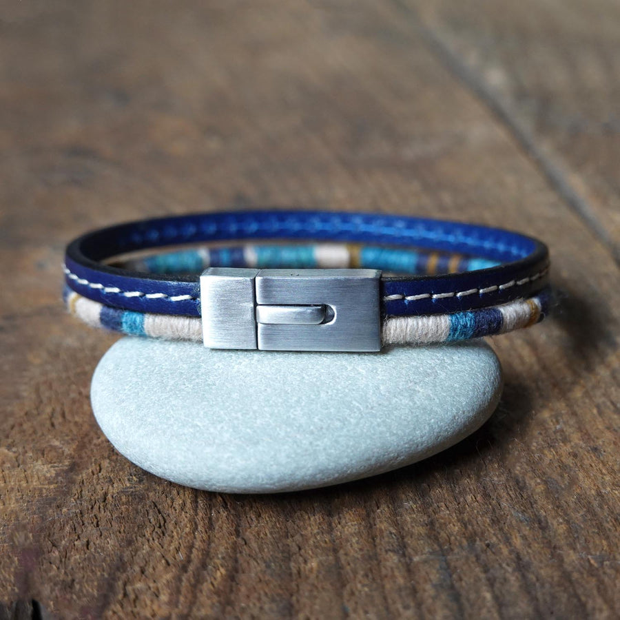 Men’s Leather & Wool Double Wrap Bracelet · Artisan Jewelry · MAGELLAN Mediterranean