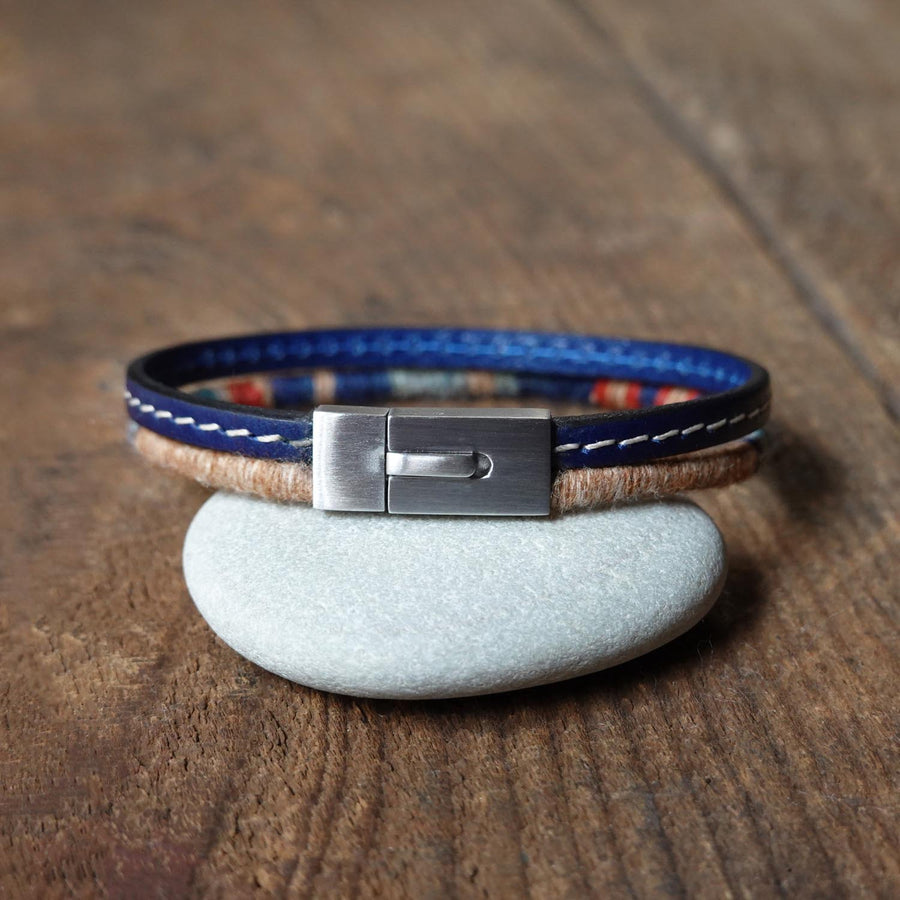 Men’s Leather & Wool Double Wrap Bracelet · Artisan Jewelry · MAGELLAN Mersa