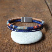 Men’s Leather & Wool Double Wrap Bracelet · Artisan Jewelry · MAGELLAN Mersa