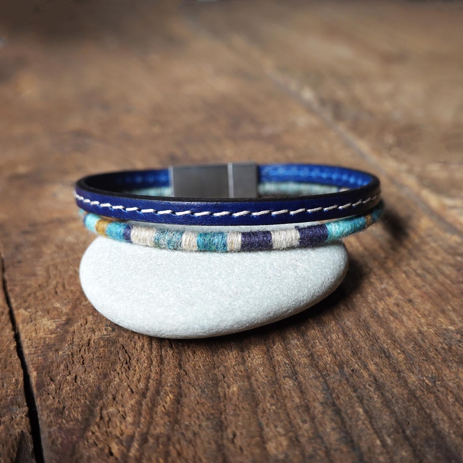 Men’s Leather & Wool Double Wrap Bracelet · Artisan Jewelry · MAGELLAN Pacific