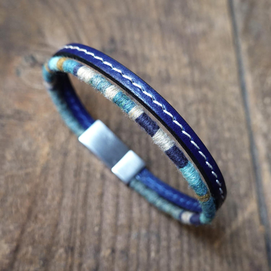 Men’s Leather & Wool Double Wrap Bracelet · Artisan Jewelry · MAGELLAN Pacific