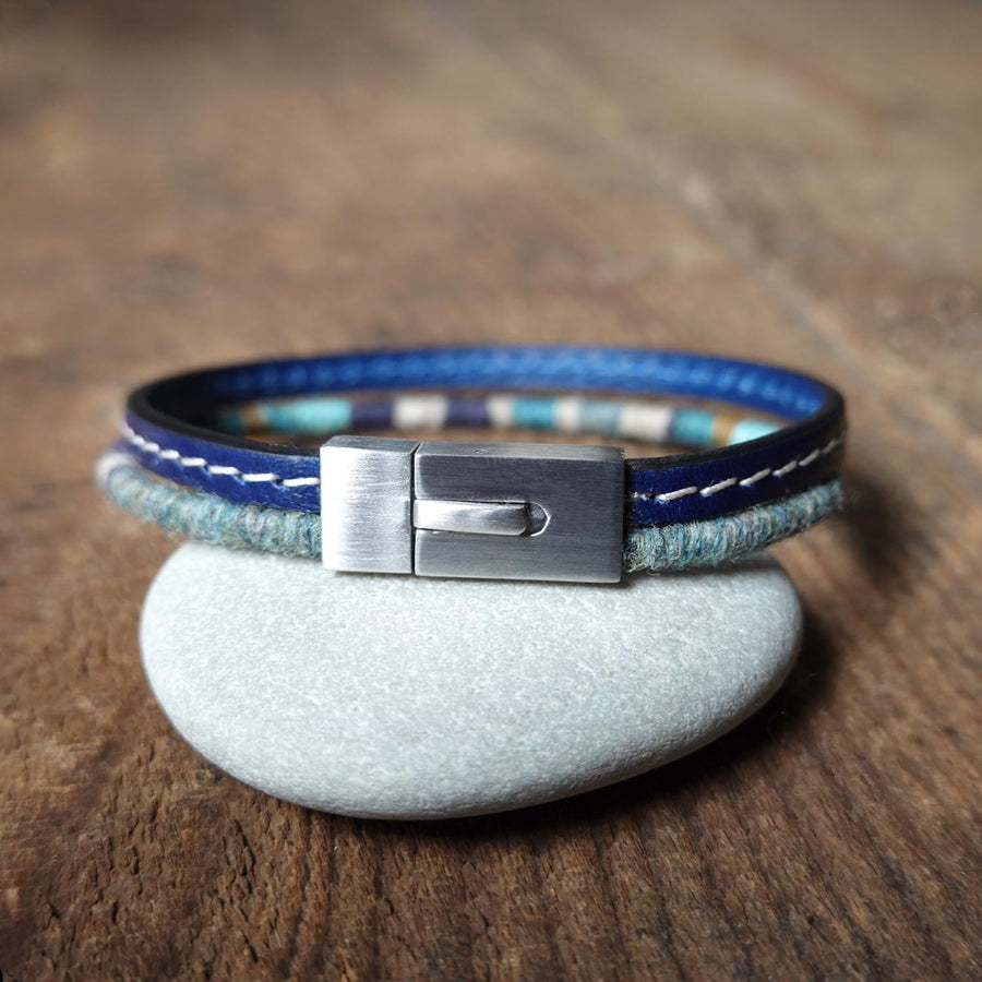 Men’s Leather & Wool Double Wrap Bracelet · Artisan Jewelry · MAGELLAN Pacific