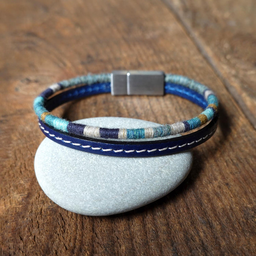 Men’s Leather & Wool Double Wrap Bracelet · Artisan Jewelry · MAGELLAN Pacific