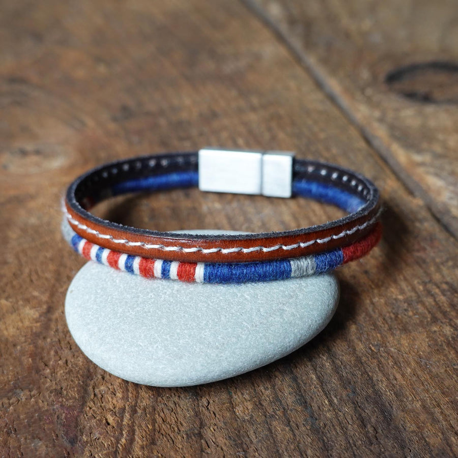 Men’s Leather & Wool Double Wrap Bracelet · Artisan Jewelry · MAGELLAN Pulse