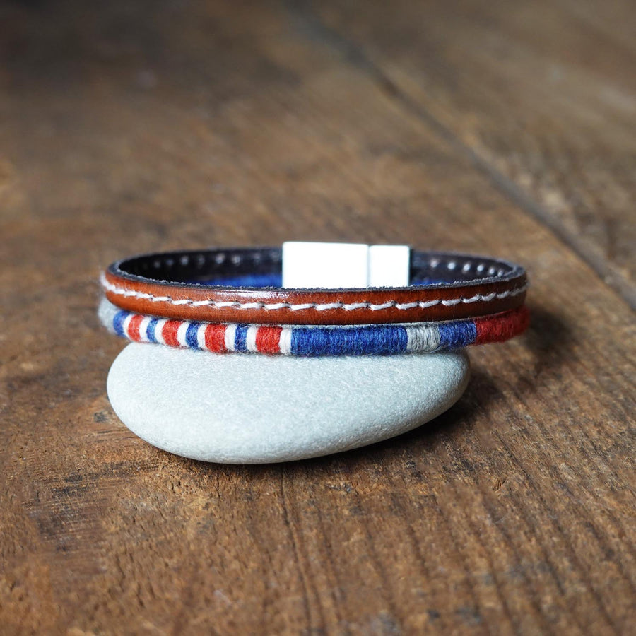 Men’s Leather & Wool Double Wrap Bracelet · Artisan Jewelry · MAGELLAN Pulse