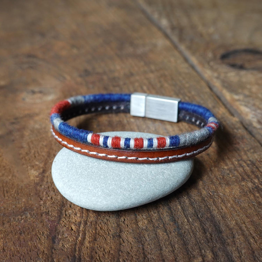 Men’s Leather & Wool Double Wrap Bracelet · Artisan Jewelry · MAGELLAN Pulse