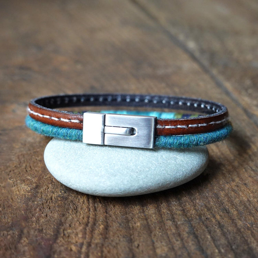 Men’s Leather & Wool Double Wrap Bracelet · Artisan Jewelry · MAGELLAN Tulum