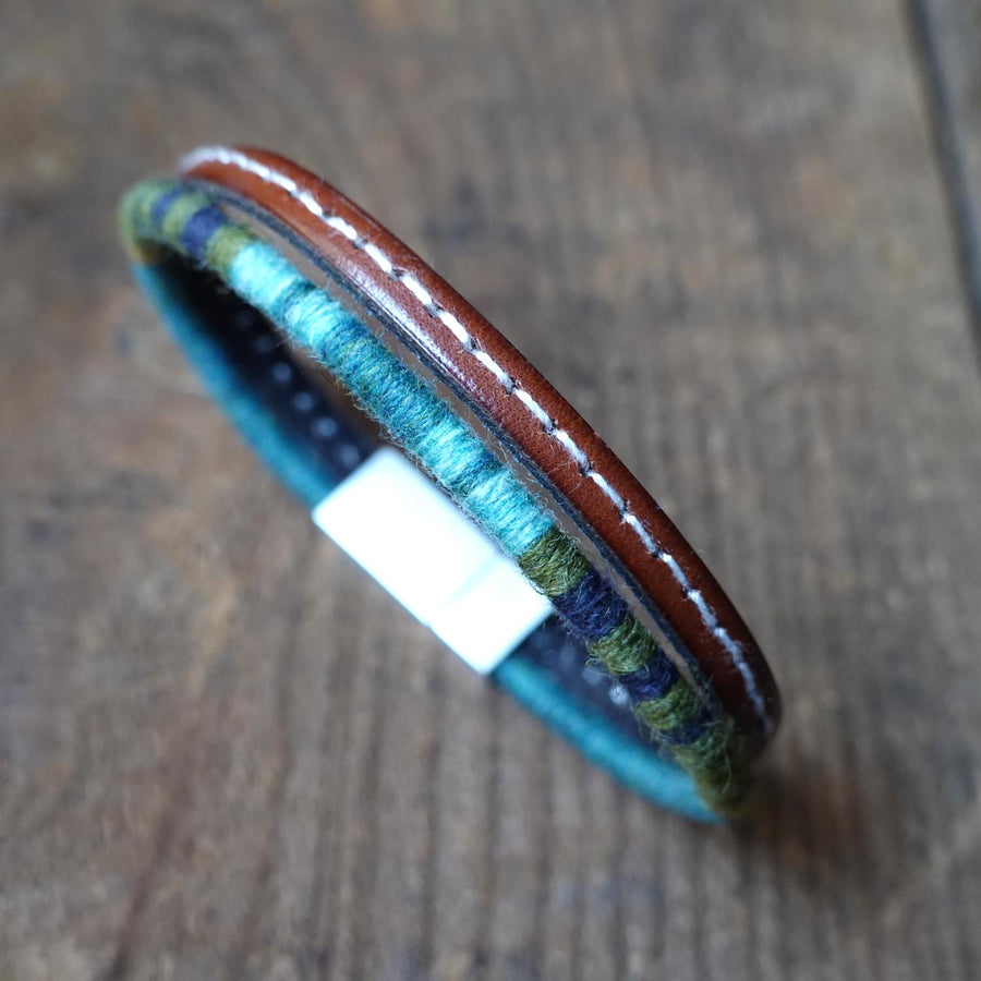 Men’s Leather & Wool Double Wrap Bracelet · Artisan Jewelry · MAGELLAN Tulum