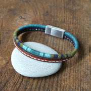 Men’s Leather & Wool Double Wrap Bracelet · Artisan Jewelry · MAGELLAN Tulum